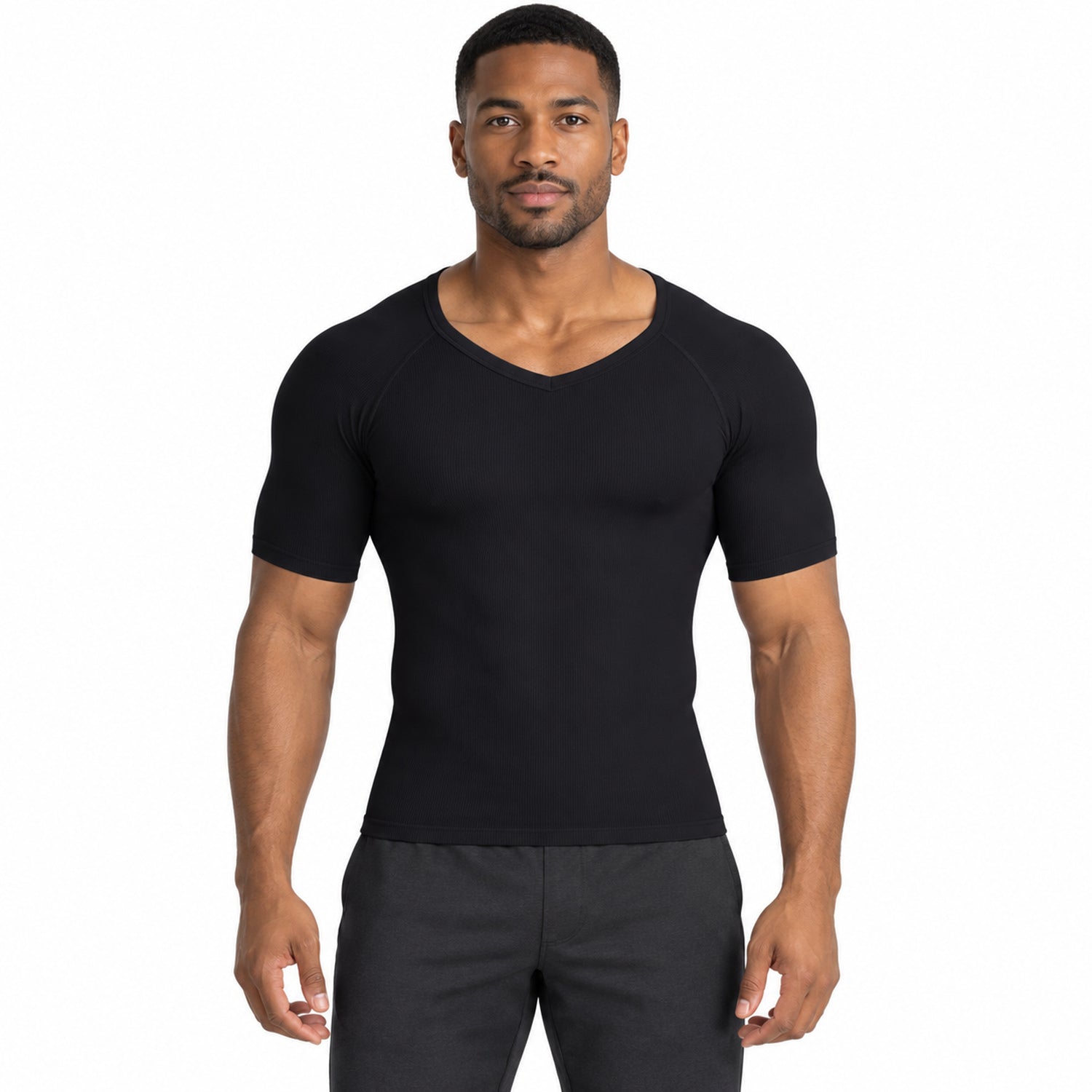 Men's Short-Sleeve Compression Shirt, Stretch Workout Base Layer, Small