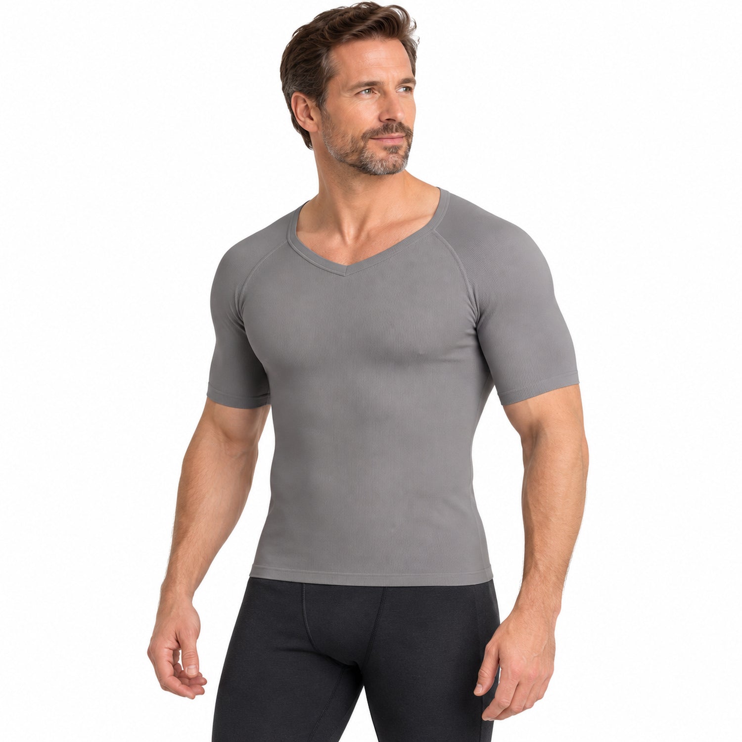 Men's Short-Sleeve Compression Shirt, Stretch Workout Base Layer, Small