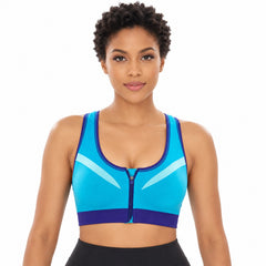 Double-Layer Front-Zip Sports Bra, Breathable Workout Support, Small
