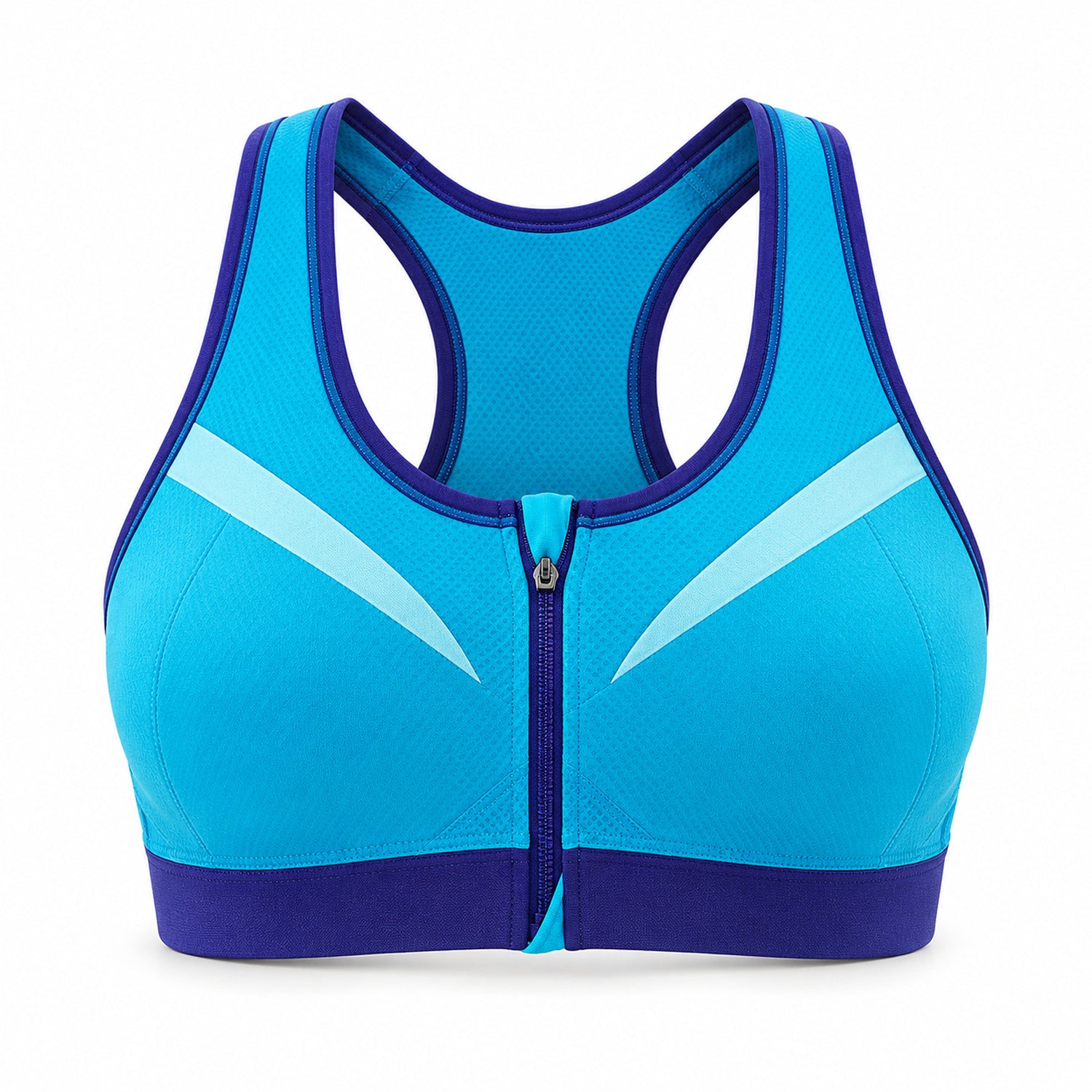 Double-Layer Front-Zip Sports Bra, Breathable Workout Support, Small