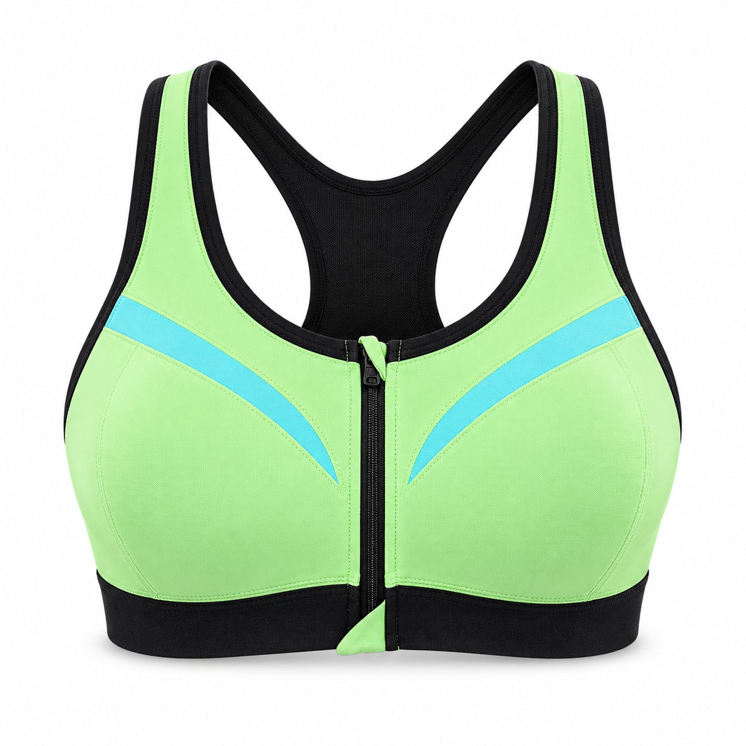 Double-Layer Front-Zip Sports Bra, Breathable Workout Support, Small