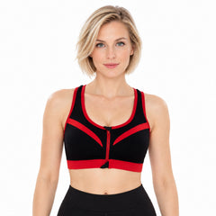 Double-Layer Front-Zip Sports Bra, Breathable Workout Support, Small