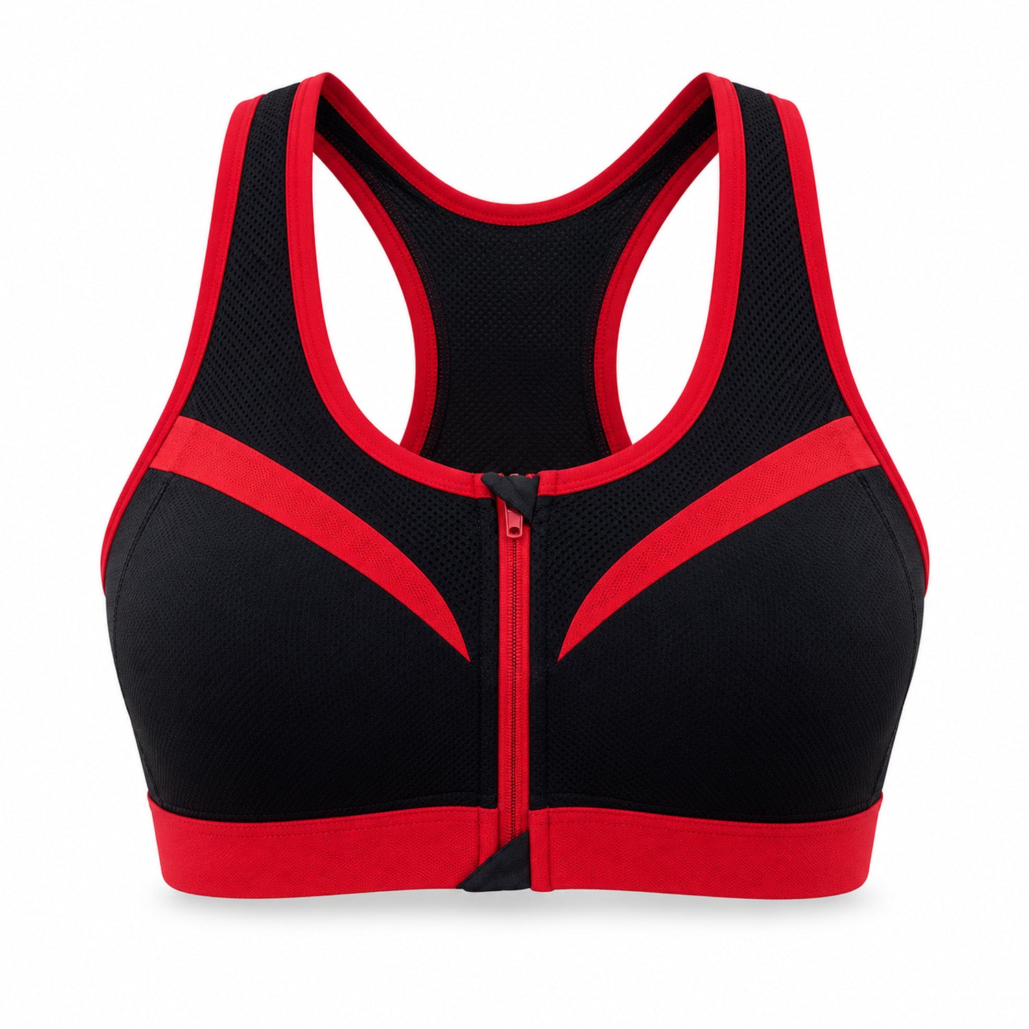 Double-Layer Front-Zip Sports Bra, Breathable Workout Support, Small