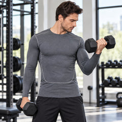 Men's Quick-Dry Long-Sleeve Workout Shirt, Stretch Activewear Top