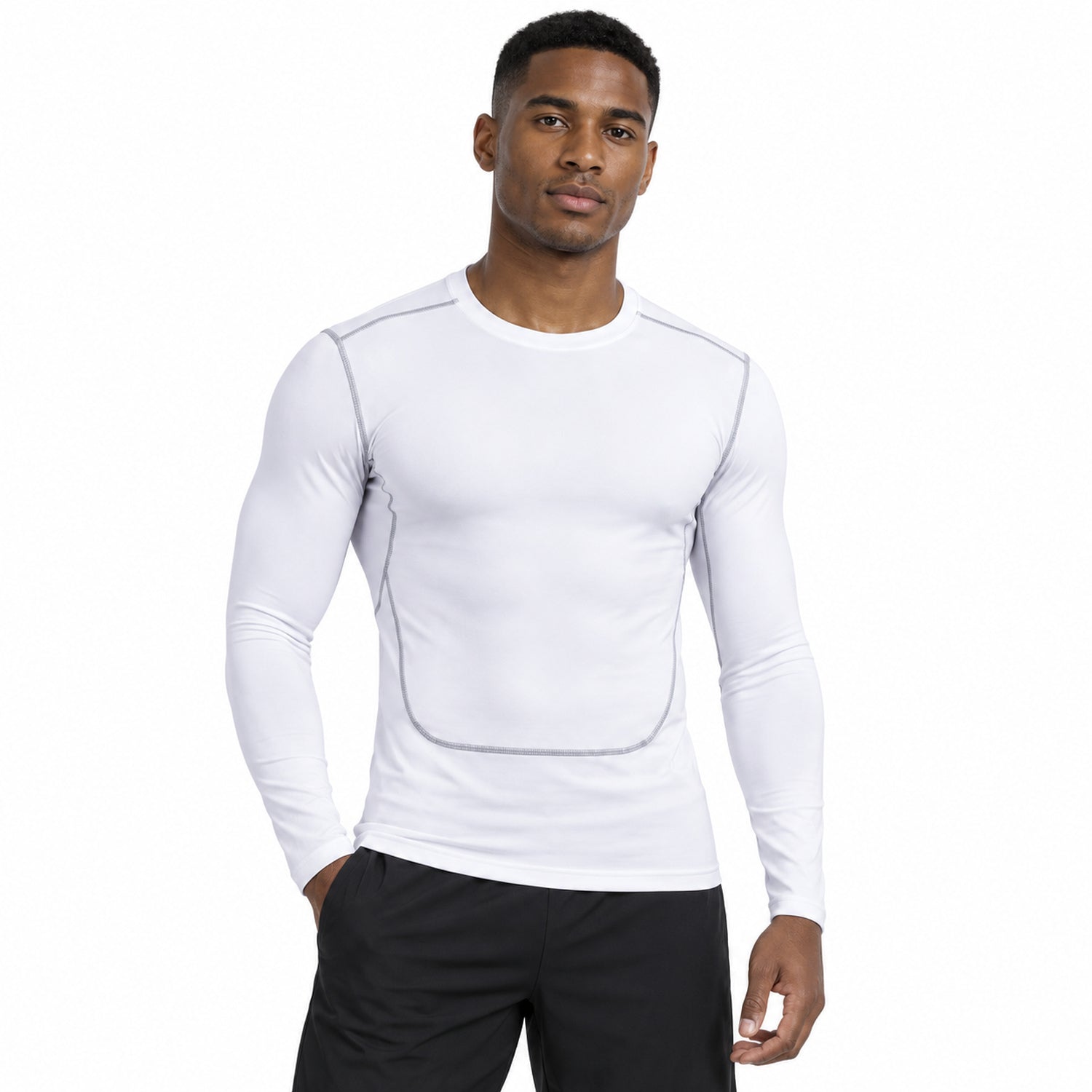 Men's Quick-Dry Long-Sleeve Workout Shirt, Stretch Activewear Top