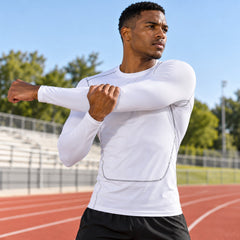 Men's Quick-Dry Long-Sleeve Workout Shirt, Stretch Activewear Top