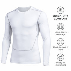 Men's Quick-Dry Long-Sleeve Workout Shirt, Stretch Activewear Top