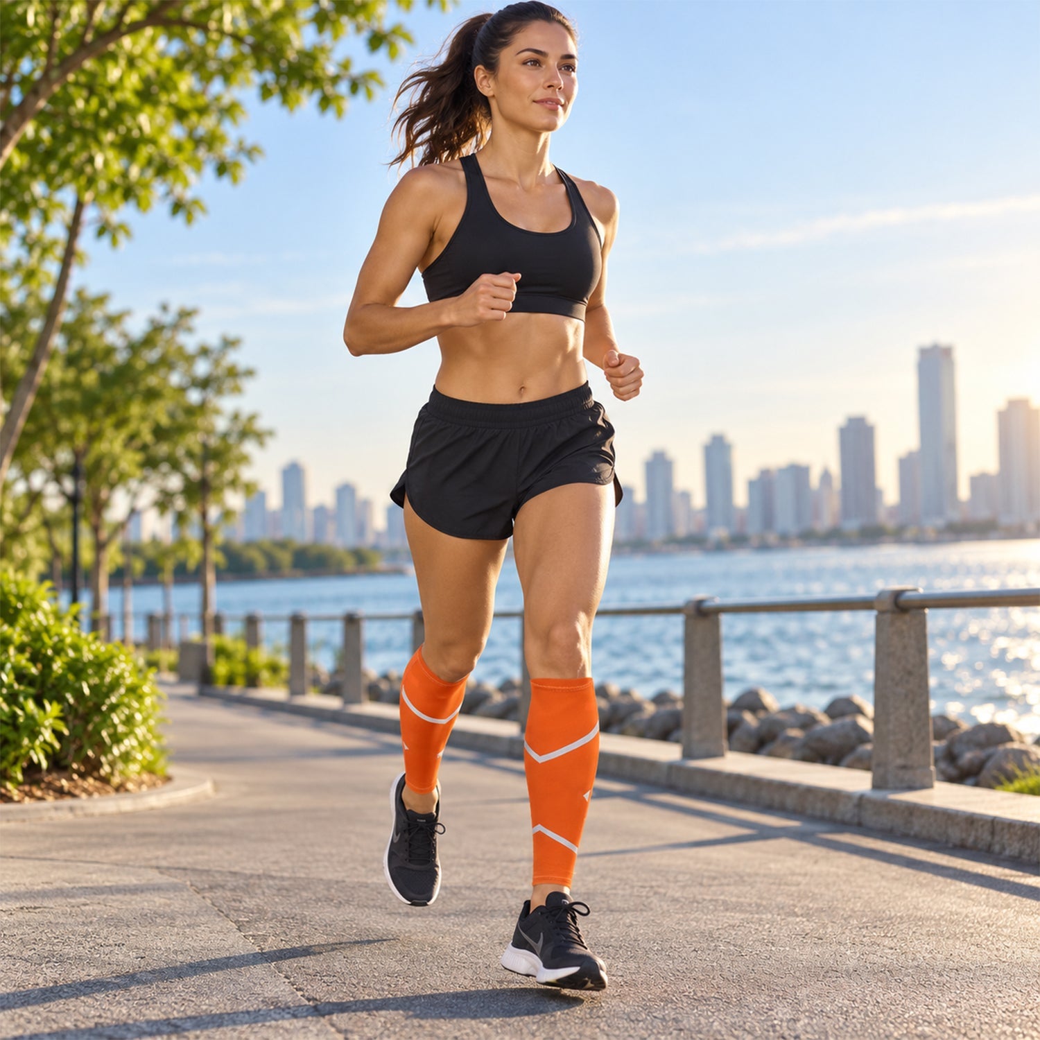 Calf Compression Sleeves for Men & Women, Quick-Dry Leg Support with Anti-Slip Grip, 1 Pair