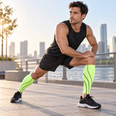 Calf Compression Sleeves, Breathable Non-Slip Leg Support, Red or Lime, 1 Pair