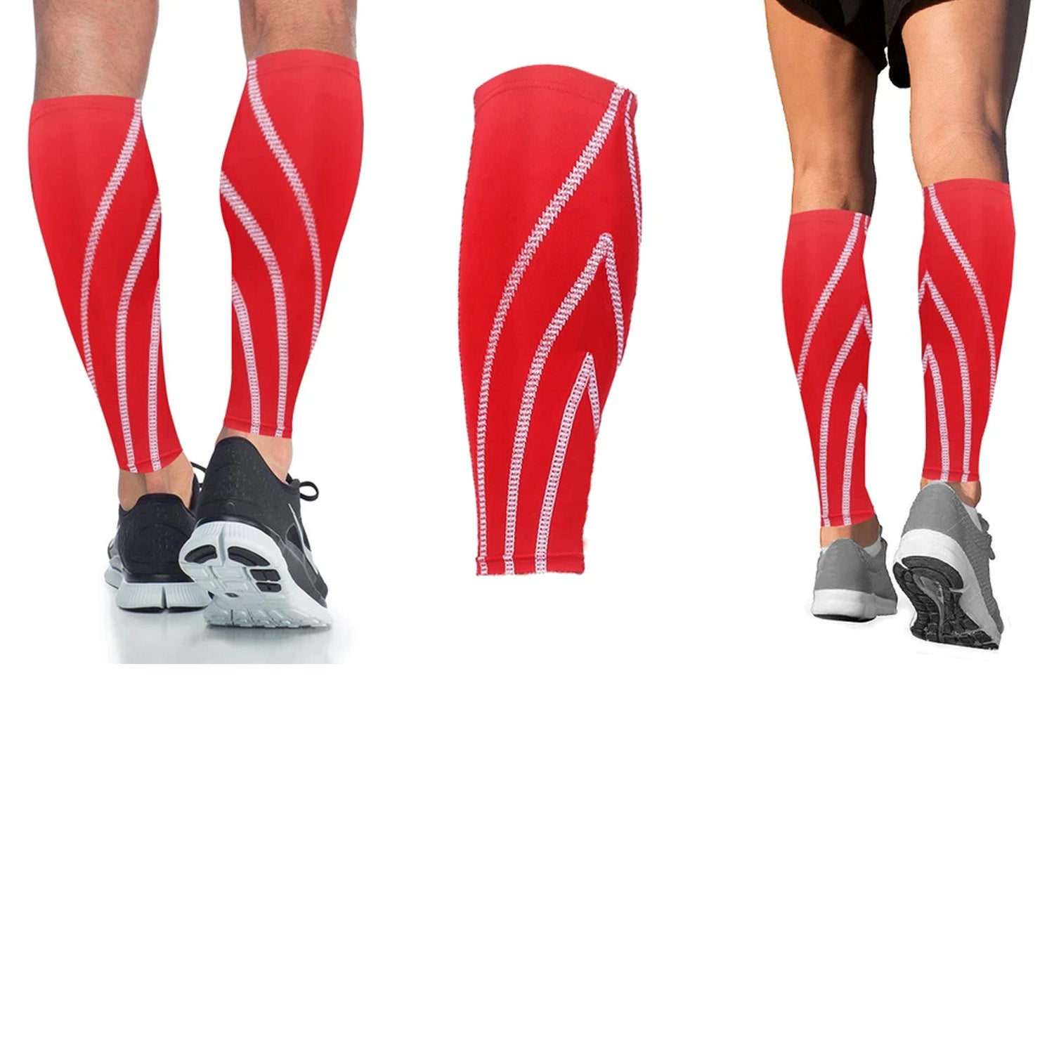 Calf Compression Sleeves, Breathable Non-Slip Leg Support, Red or Lime, 1 Pair