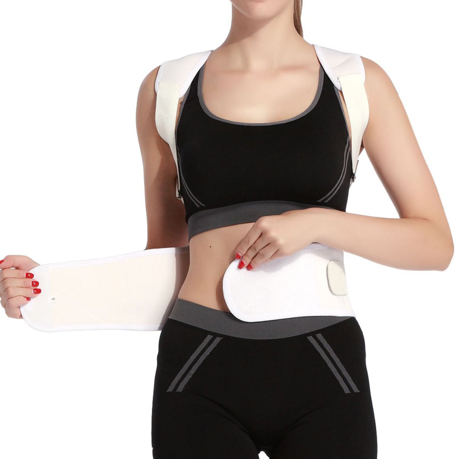 Adjustable Lower Back Support Brace, Double-Pull Compression Waist Belt