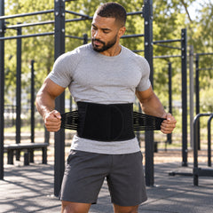 Men's Adjustable Double Compression Waist Trimmer Belt – Workout Abdominal Sweat Belt with Back & Core Support, Latex-Free Lightweight Waist Slimming Fitness Belt with Velcro Closure