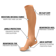 6-Pairs Women's Graduated Compression Trouser Socks – Anti-Fatigue Knee High Support Socks for Tired Legs, Travel, Work, Office, Standing & Sitting, Lightweight Business Casual Socks