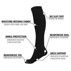 6-Pairs Women's Graduated Compression Trouser Socks – Anti-Fatigue Knee High Support Socks for Tired Legs, Travel, Work, Office, Standing & Sitting, Lightweight Business Casual Socks