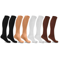 6-Pairs Women's Graduated Compression Trouser Socks – Anti-Fatigue Knee High Support Socks for Tired Legs, Travel, Work, Office, Standing & Sitting, Lightweight Business Casual Socks
