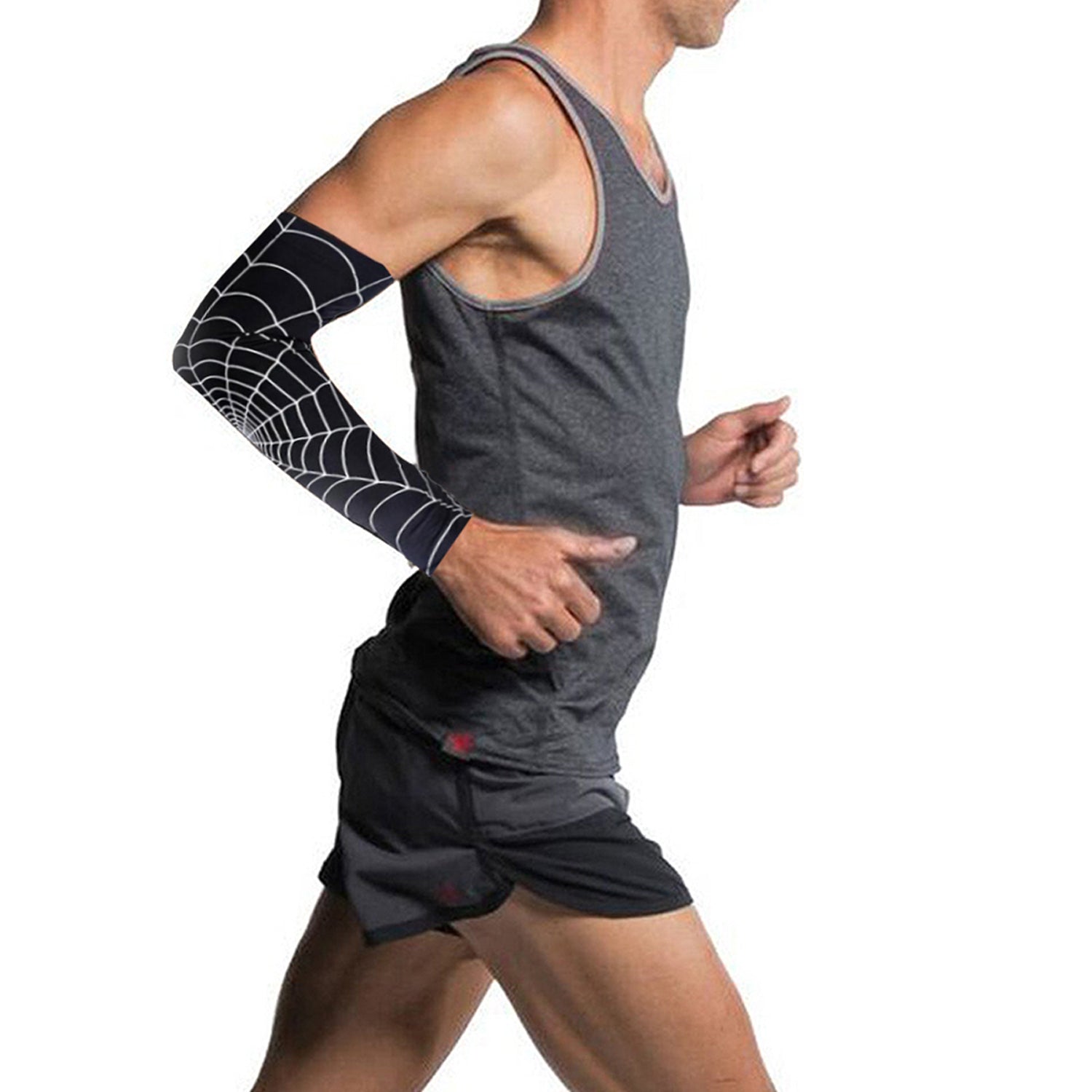 2-Pack Arm Compression Sleeves, Soft Stretch Sports Support, Black & White Design