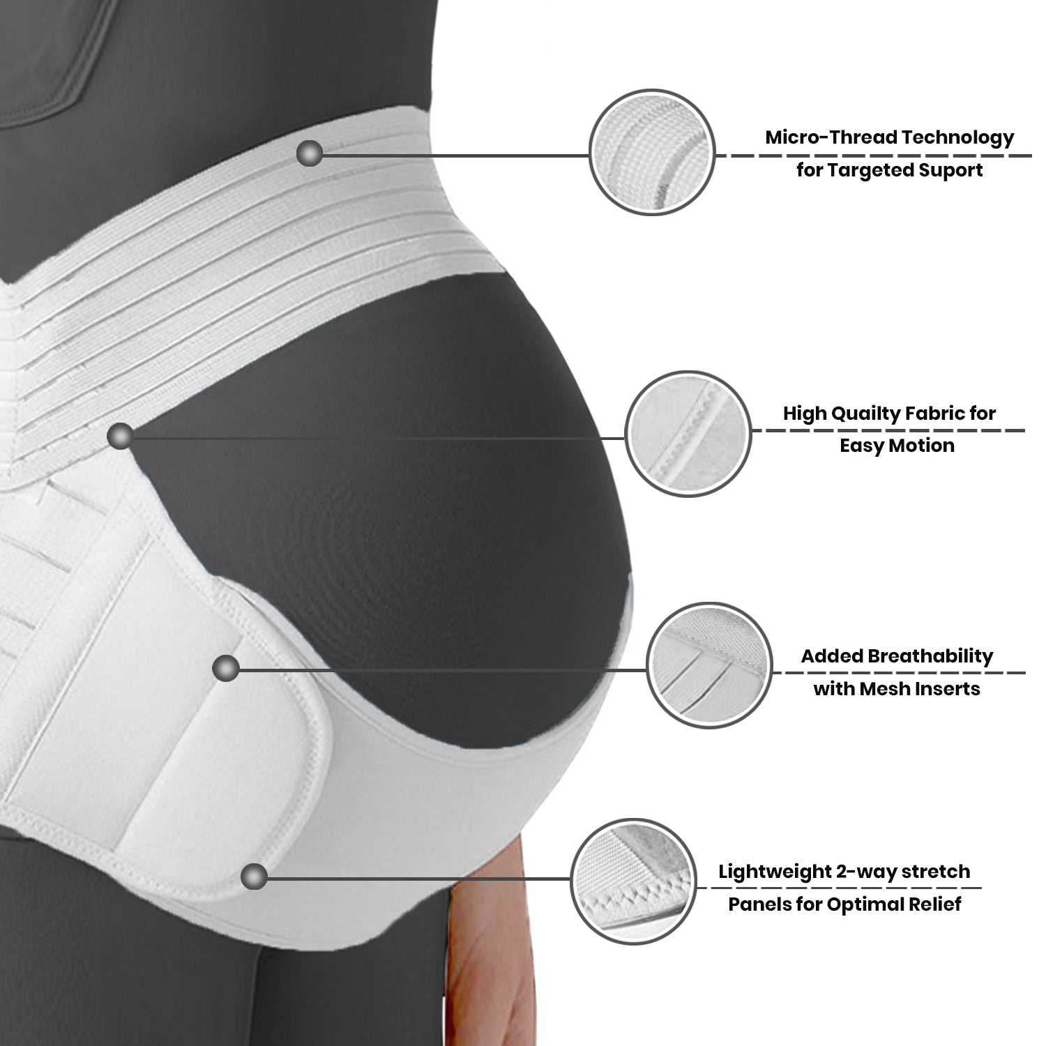 Adjustable Maternity Belly Band, Pregnancy Back & Waist Support Wrap