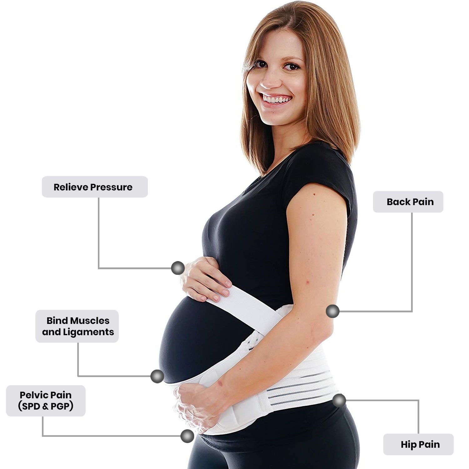 Adjustable Maternity Belly Band, Pregnancy Back & Waist Support Wrap