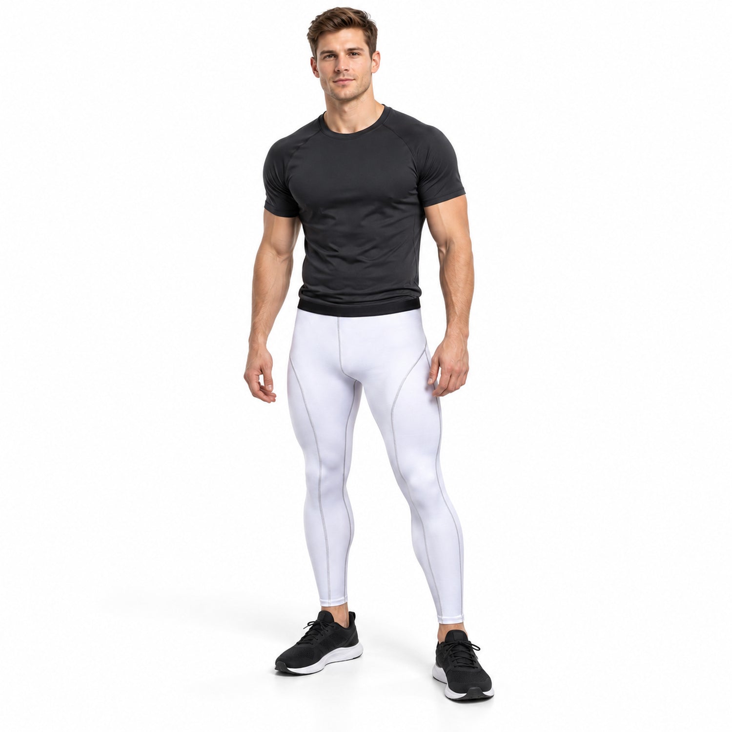 Men's Quick-Dry Compression Pants, Stretch Workout Leggings, One Size