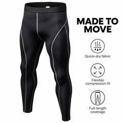 Men's Quick-Dry Compression Pants, Stretch Workout Leggings, One Size
