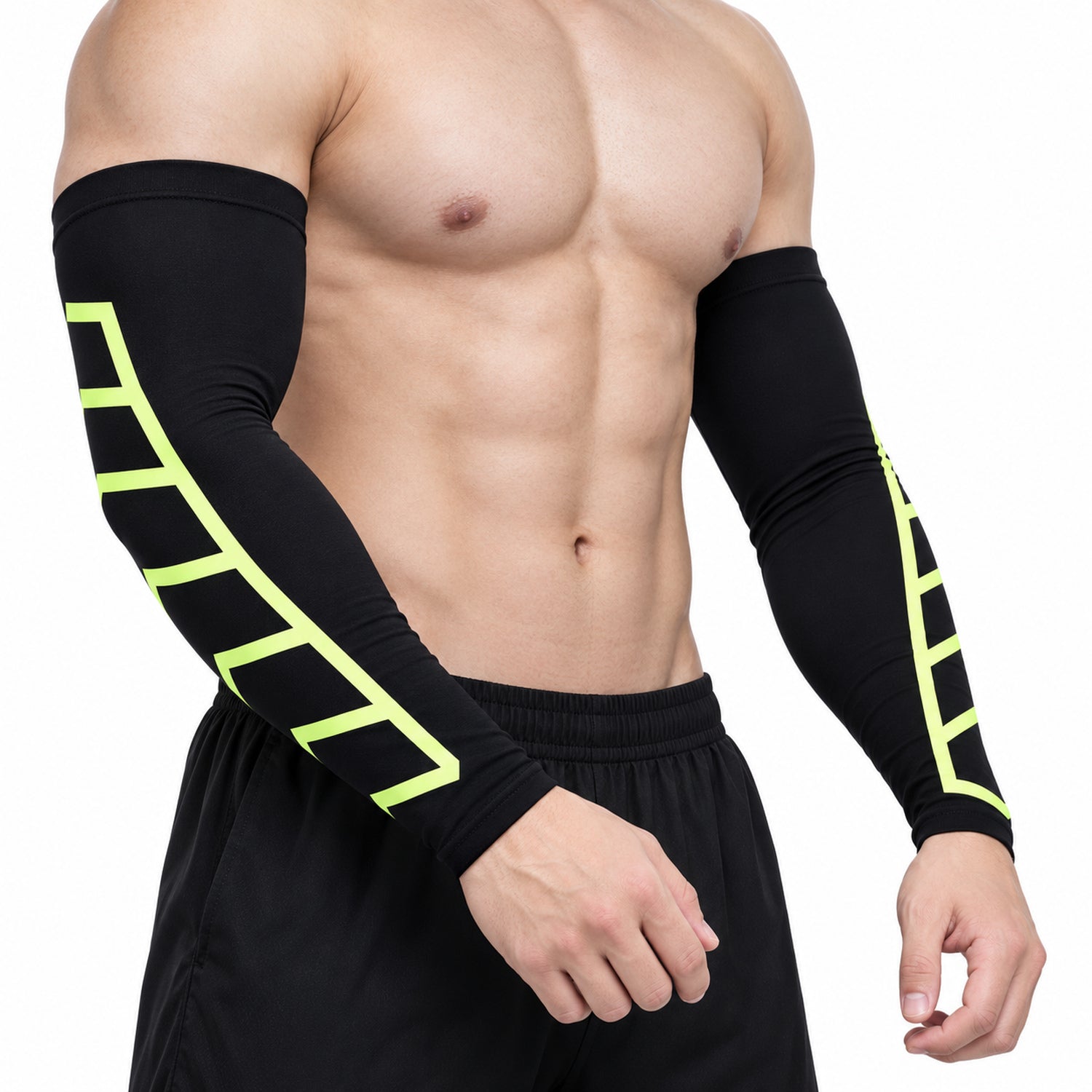 Arm Compression Sleeves, Soft Stretch Activewear Support, Black or White, 1 Pair