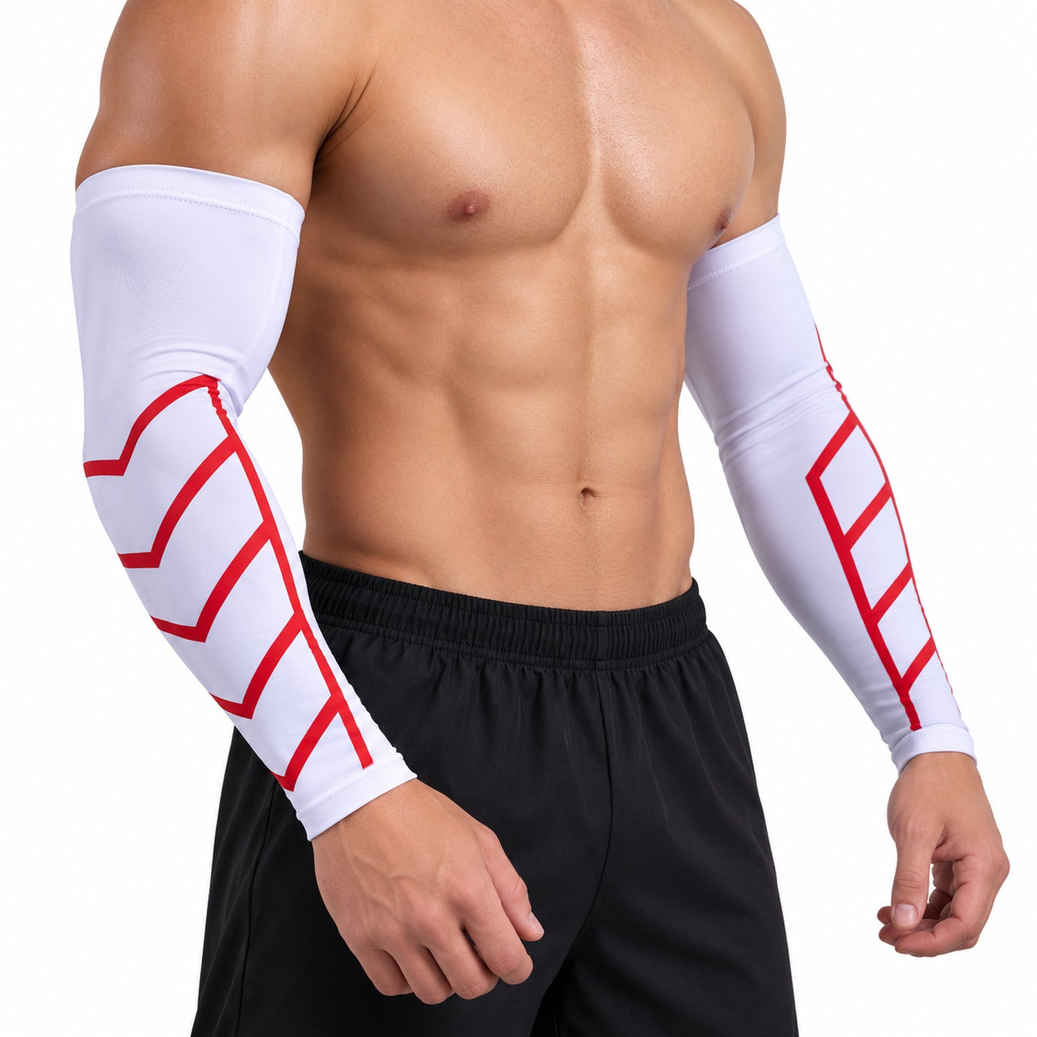 Arm Compression Sleeves, Soft Stretch Activewear Support, Black or White, 1 Pair