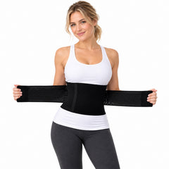 Women's Double Compression Waist Trainer Shapewear – Adjustable Tummy Control Waist Cincher with Back & Abdominal Support, Velcro Closure Body Shaper for Workouts & Everyday Wear, Black or Nude