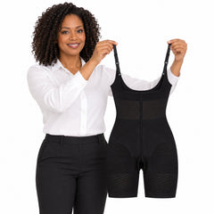 Women's Shapewear Bodysuit, Adjustable-Strap Compression Underwear, Black, One Size