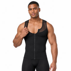 Men's Zip-Front Shapewear Vest, Sleeveless Body-Shaping Undershirt