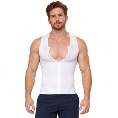 Men's Zip-Front Shapewear Vest, Sleeveless Body-Shaping Undershirt