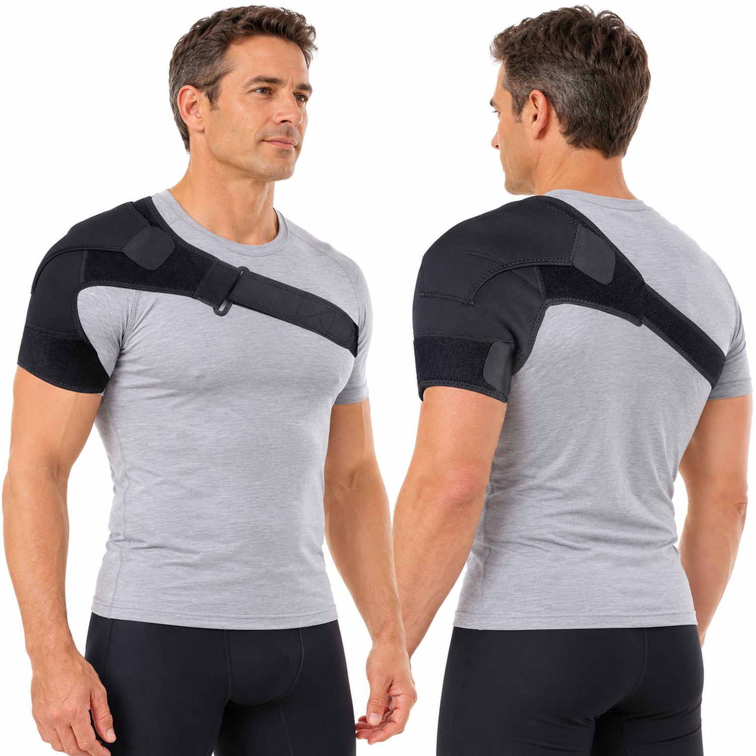 Adjustable Shoulder Support Brace, Left or Right Shoulder Wrap, 1 or 2 Pack
