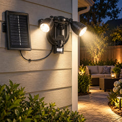 Solar Motion Sensor Outdoor Light, Dual Adjustable LED Heads & Sensor