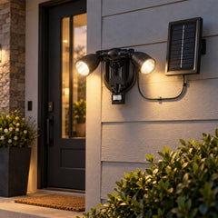 Solar Motion Sensor Outdoor Light, Dual Adjustable LED Heads & Sensor