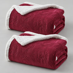 2-Pack Ultra Soft Embossed Sherpa Throw Blankets – 50 x 60 Inch Microplush Fleece Blankets, Lightweight Warm Decorative Throws for Couch, Sofa & Bed, Machine Washable All-Season Blankets