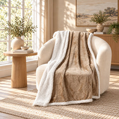 Ultra Soft Embossed Sherpa Throw Blanket – 50 x 60 Inch Microplush Fleece Blanket, Lightweight Warm Decorative Throw for Couch, Sofa & Bed, Machine Washable All-Season Blanket