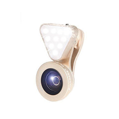 3-in-1 Phone Camera Lens Kit with 10 LED Selfie Light – Wide Angle 0.4X–0.6X + 15X Macro Lens – Universal Clip-On Smartphone Lens Set for Travel