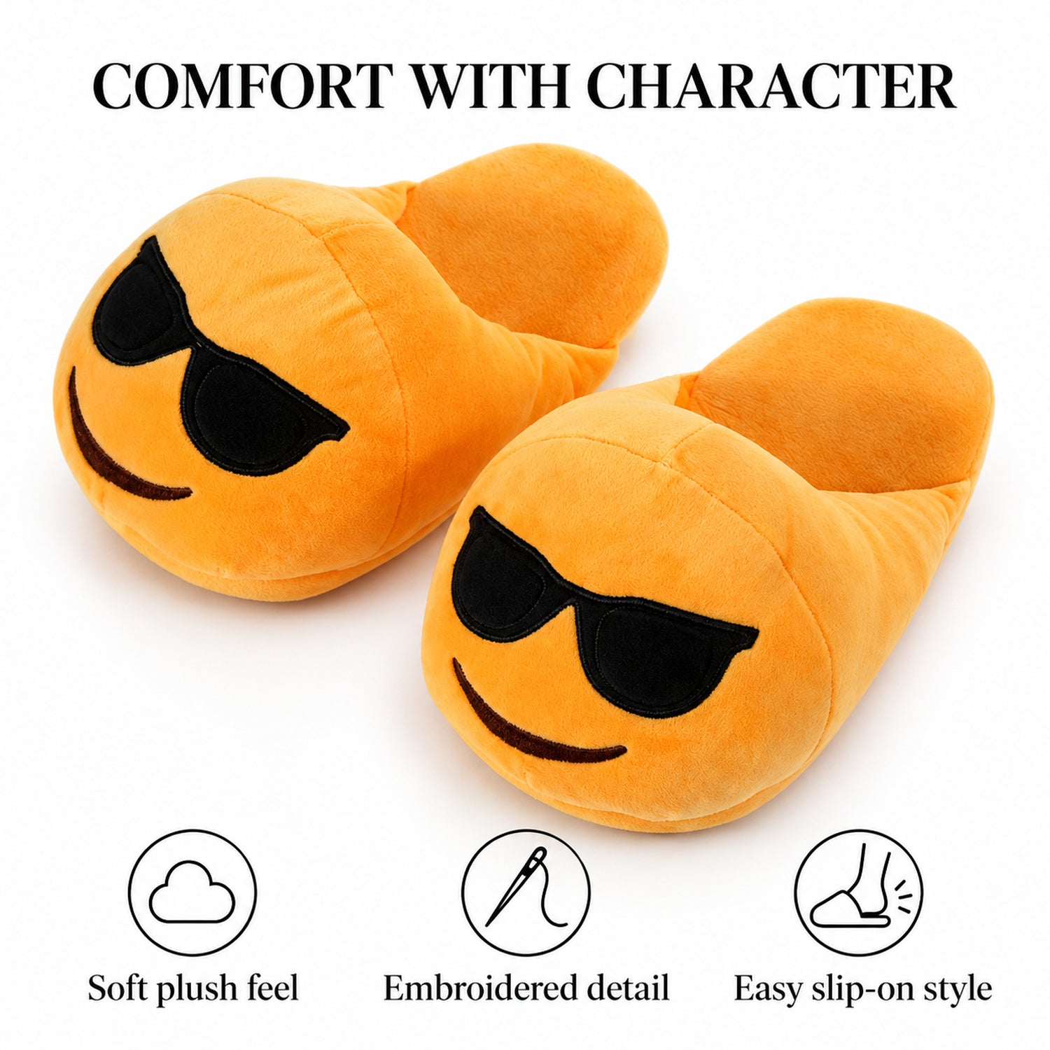 Plush Emoji Slippers, Soft Novelty House Slippers for Cozy Days
