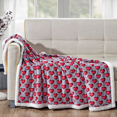 Juliette Sherpa Microplush Throw Blanket – Romantic Rose Floral Decorative Plush Blanket, Ultra-Soft Lightweight Cozy Throw for Couch, Sofa & Bed, Machine Washable, 50 x 60 Inches