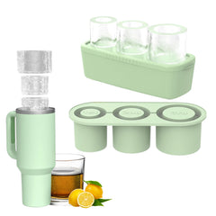 Silicone Cylinder Ice Mold Cube Tray for Tumbler Cup Mug 30Oz-40Oz, 3 Sections with Lid, Easy Fill and Release Ice Maker for Drinks, Water