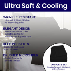 Egyptian Softness Ultra Soft Cooling 2200 Series Double-Brushed Deep Pocket Microfiber 6 Piece  Bed Sheets Set