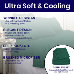 Egyptian Softness Ultra Soft Cooling 2200 Series Double-Brushed Deep Pocket Microfiber 6 Piece  Bed Sheets Set