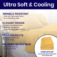 Egyptian Softness Ultra Soft Cooling 2200 Series Double-Brushed Deep Pocket Microfiber 6 Piece  Bed Sheets Set