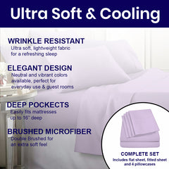 Egyptian Softness Ultra Soft Cooling 2200 Series Double-Brushed Deep Pocket Microfiber 6 Piece  Bed Sheets Set
