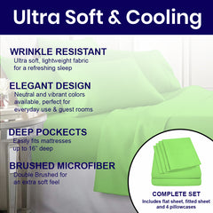 Egyptian Softness Ultra Soft Cooling 2200 Series Double-Brushed Deep Pocket Microfiber 6 Piece  Bed Sheets Set