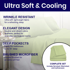 Egyptian Softness Ultra Soft Cooling 2200 Series Double-Brushed Deep Pocket Microfiber 6 Piece  Bed Sheets Set