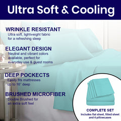 Egyptian Softness Ultra Soft Cooling 2200 Series Double-Brushed Deep Pocket Microfiber 6 Piece  Bed Sheets Set