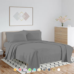 1800 TC Series Double Brushed Bamboo Blend Queen Light Colors Bed Sheet Set