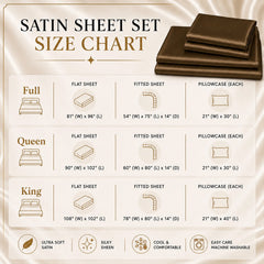 4-Piece Satin Bed Sheet Set – Silky Soft 100% Polyester Satin Sheets with 14-Inch Deep Pocket Fitted Sheet, Hypoallergenic 90 GSM Bedding Set, Full, Queen & King