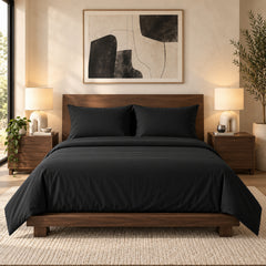 4-Piece Bamboo-Blend Bed Sheet Set – Buttery Soft 60% Microfiber 40% Bamboo Luxury Bedding with Deep Pocket Fitted Sheet, Wrinkle & Stain Resistant, Twin, Full, Queen, King & California King