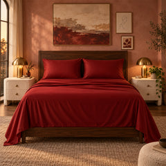 4-Piece Bamboo-Blend Bed Sheet Set – Buttery Soft 60% Microfiber 40% Bamboo Luxury Bedding with Deep Pocket Fitted Sheet, Wrinkle & Stain Resistant, Twin, Full, Queen, King & California King